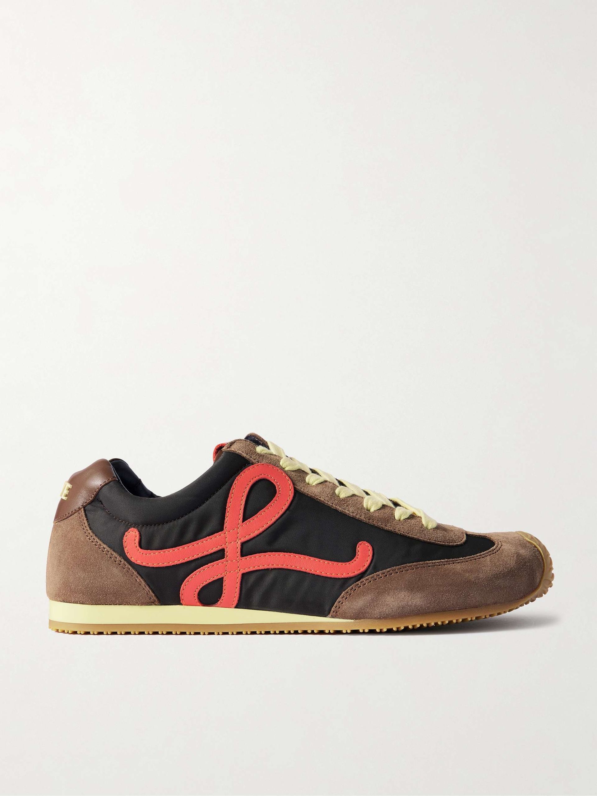 Ballet Runner 2.0 Logo-Appliquéd Leather, Canvas and Suede Sneakers