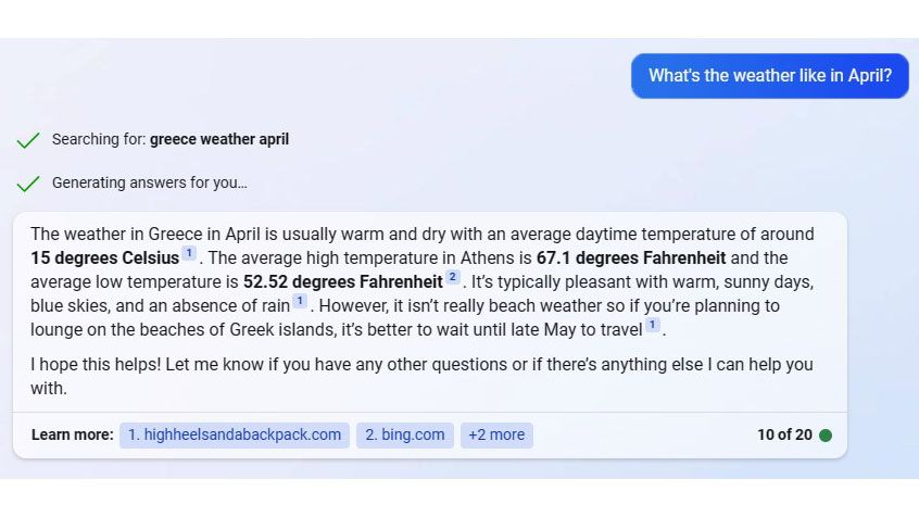 I asked Bing to plan my vacation