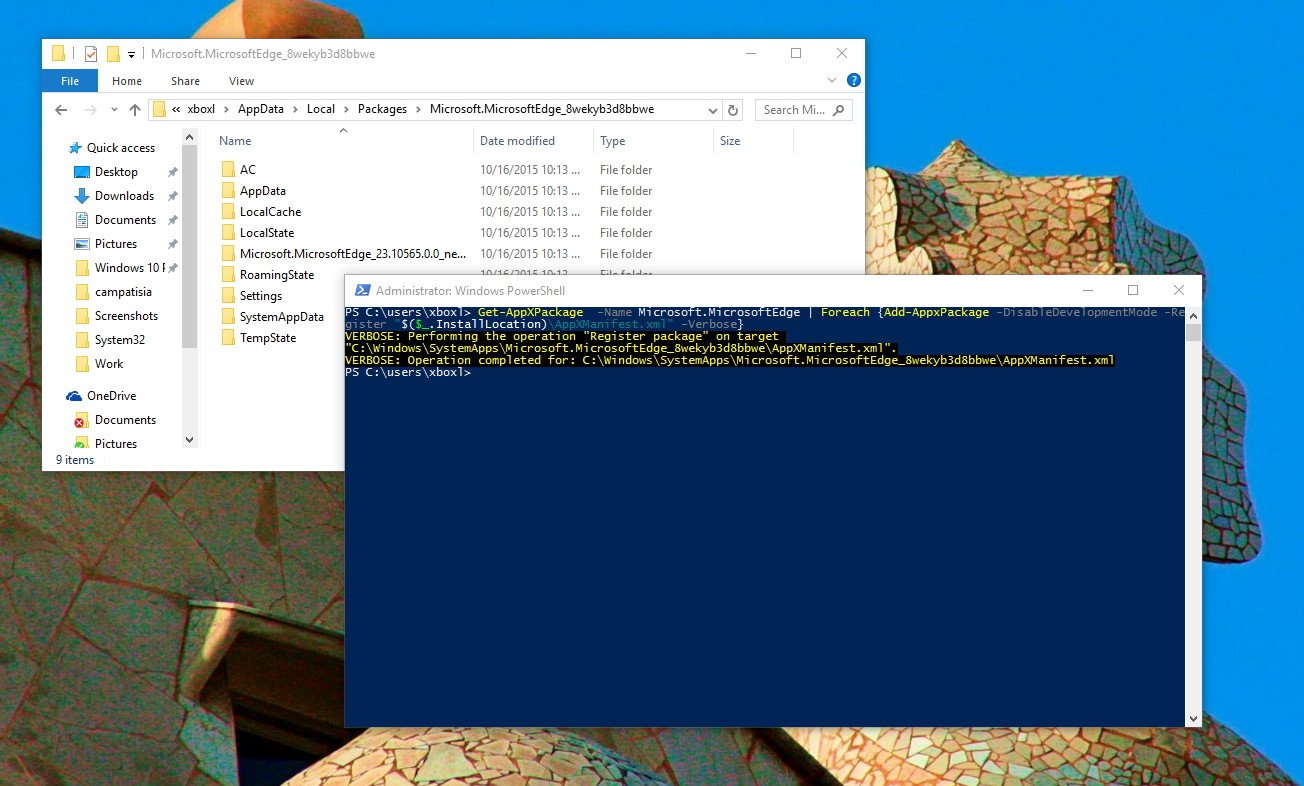 Microsoft Edge Скриншот. Удалить Microsoft Edge в Windows 10 POWERSHELL. INSTALLLOCATION.