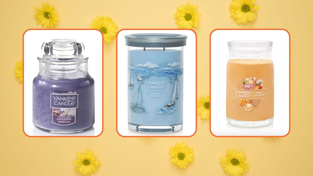 Yankee Candle sale 2022; yankee candles on sunflower background