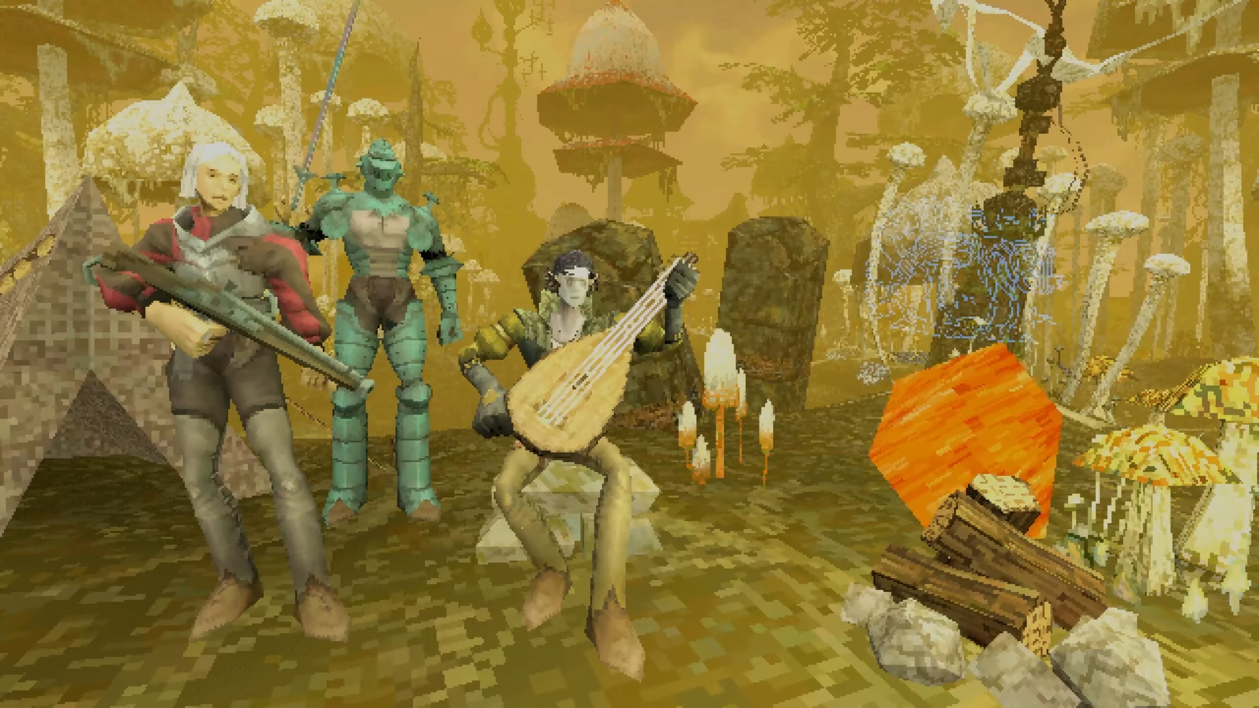 The main party from Entropy, holding instruments and weapons.