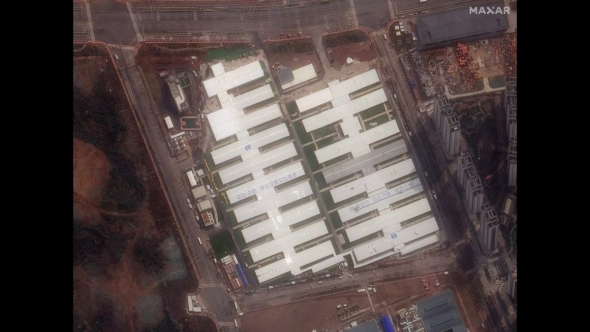 A closeup of the completed Leishenshan Hospital taken March 4, 2020.