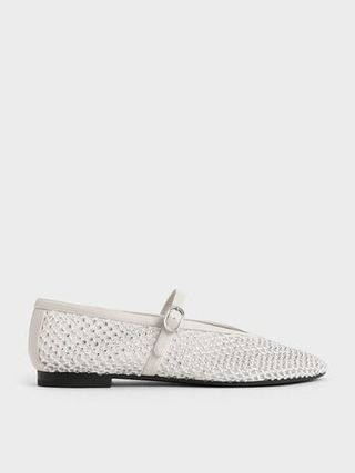 Mesh Crystal-Embellished Mary Janes