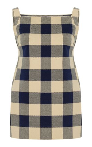 Asher Gingham Cotton-Blend Knit Apron Top
