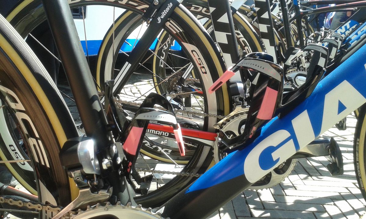 The pink bottle cages