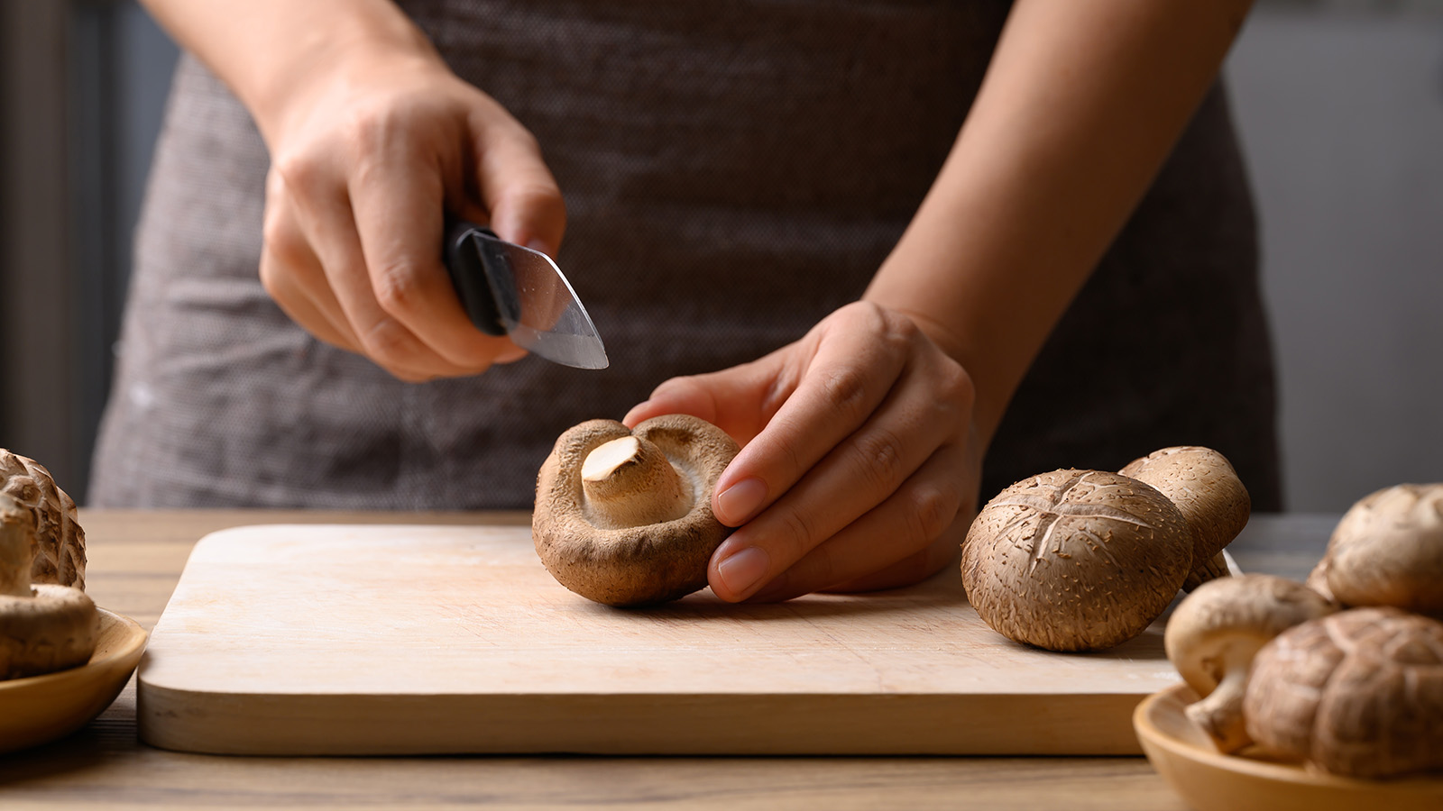 Chopping mushrooms