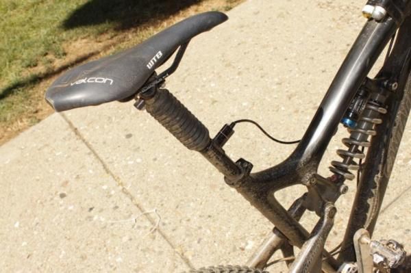 WTB's Valcon Team Carbon saddle atop Gravity Dropper's Turbo adjustable seat post.