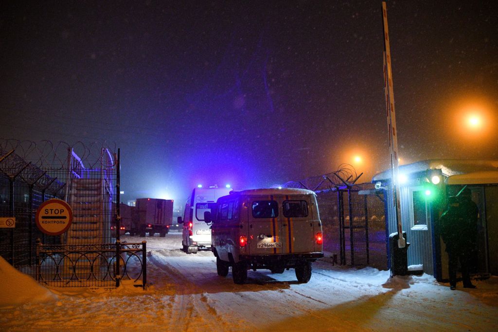 Rescuers at coal mine.