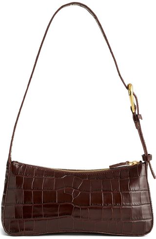 The Sculptural Buckle Croc Embossed Leather Shoulder Bag