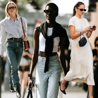 women wearing spring outfits in New York City. 