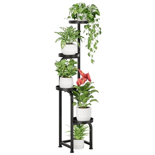 Bamworld Tall Plant Stand Indoor Outdoor, Corner Metal Flower Pot Stands for Multiple Plants, 4 Tier Heavy Duty Plant Shelf for Patio Garden Balcony Living Room Bedroom(patent Design)