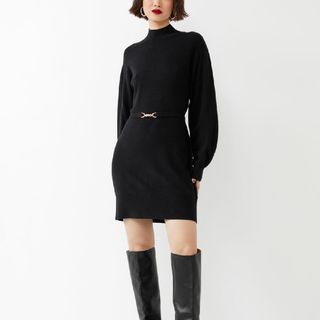 & Other Stories Belted Cashmere Mini Dress