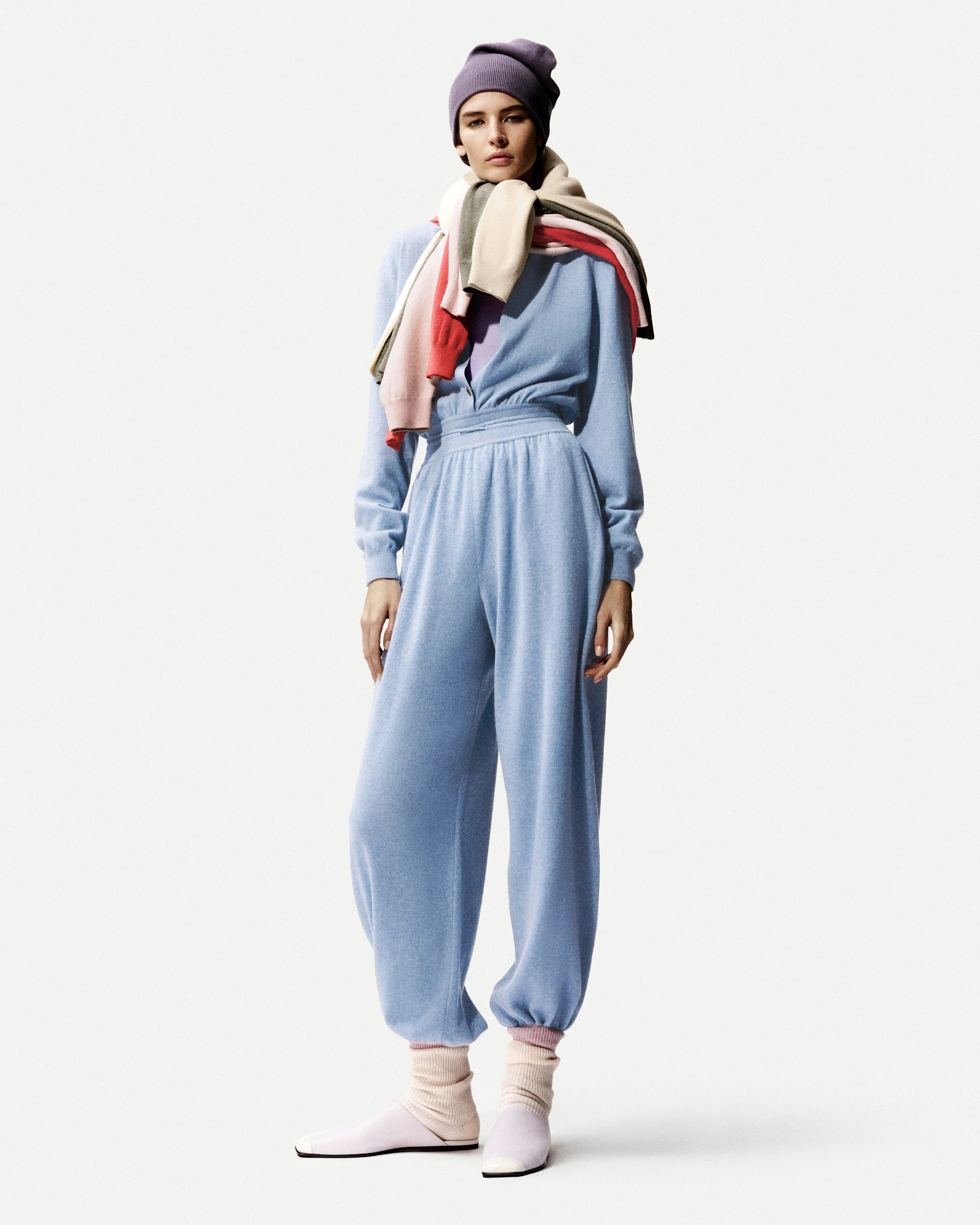 A model wore socks with mules on the Loro Piana spring 2026 runway