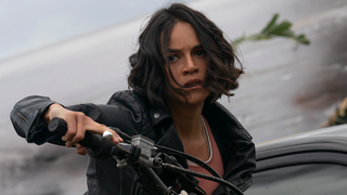 Michelle Rodriguez as Letty on a mototcycle in Fast X