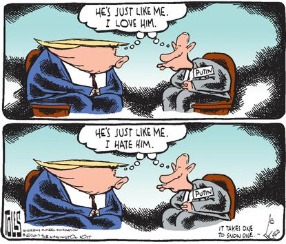 Political cartoon U.S. Trump Putin Russian relations