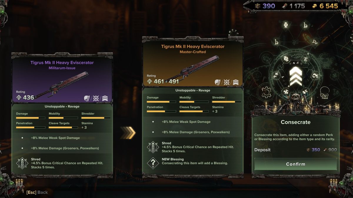 Darktide crafting - consecrating a weapon