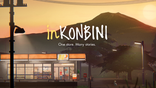 inKonbini key art, convenience store against mountainous, rural backdrop 