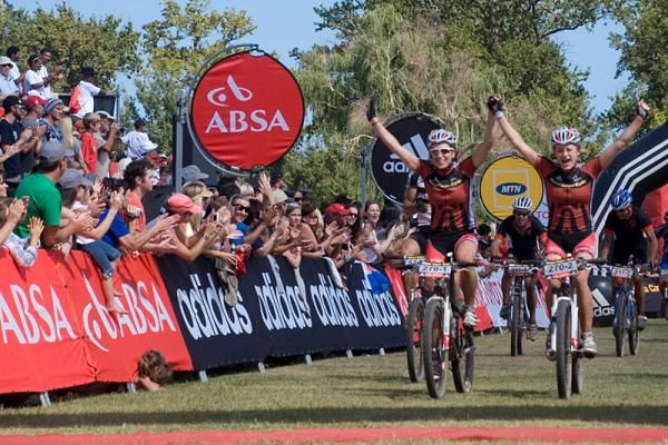 Anna-Sofie and Kristine Norgaard finish stage eight.