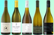 five bottles of New Zealand Sauvignon Blanc