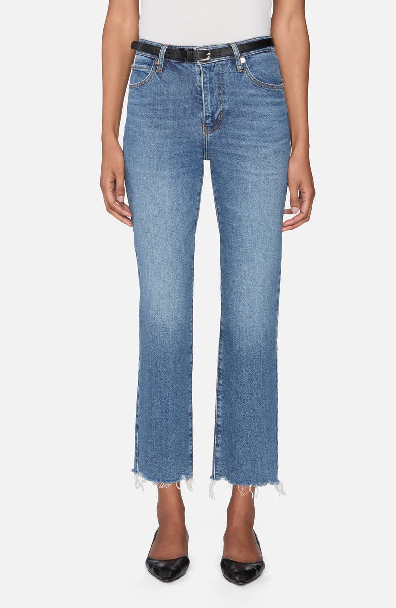 The Ruler Frayed High Waist Ankle Straight Leg Jeans