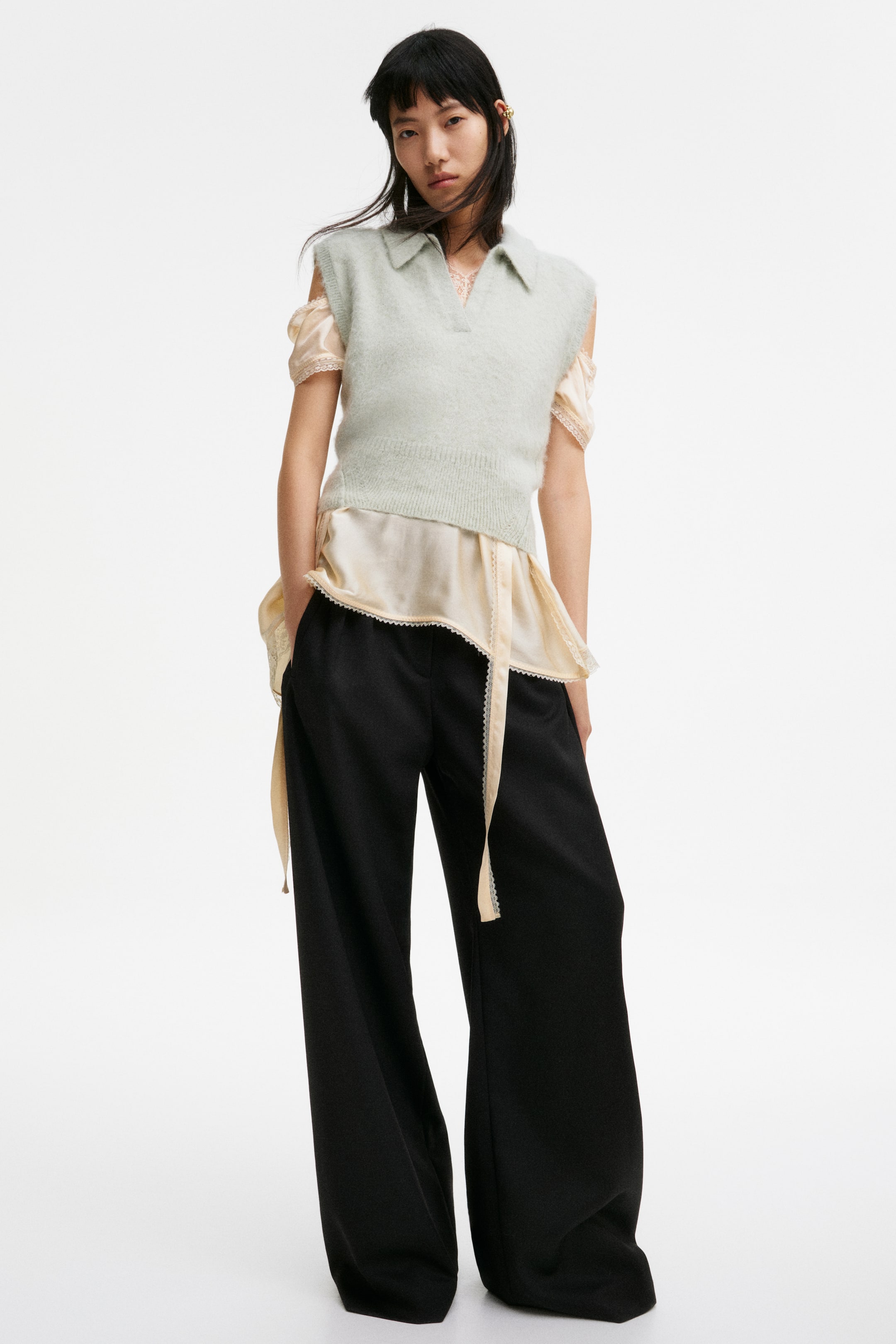 Alpaca-Blend Sweater Vest - Light Dusty Green