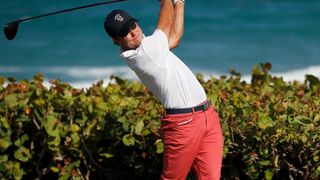 Pierceson Coody takes a shot at the Walker Cup