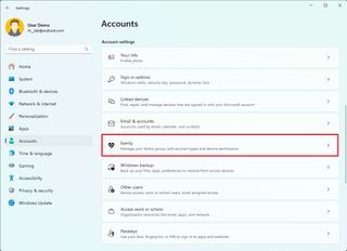Family account settings
