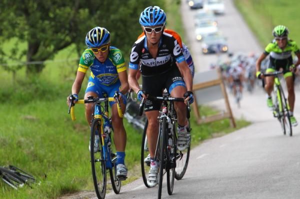 Emma Pooley (Garmin-Cervelo) was marked by Trixi Worrack (AA Drink) when she accelerated on the climb.