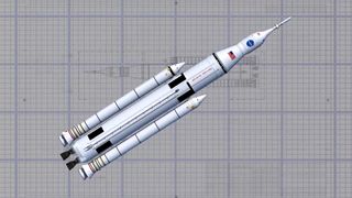Artist concept of the Space Launch System (SLS) wireframe design. On July 31, 2013 NASA successfully completed the SLS Program preliminary design review.