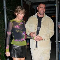 Taylor Swift's cousin takes credit for setting her up with Travis Kelce : Taylor Swift and Travis Kelce leave the Waverly Inn in New York City 