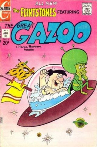 In the Hanna-Barbera cartoon "The Flintstones," a small, green alien troublemaker, the Great Gazoo, first appeared in 1965.