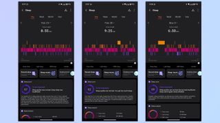 Honor Health app screenshots showing sleep tracking