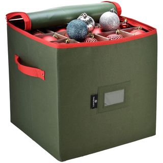 Green and red ornament storage bag