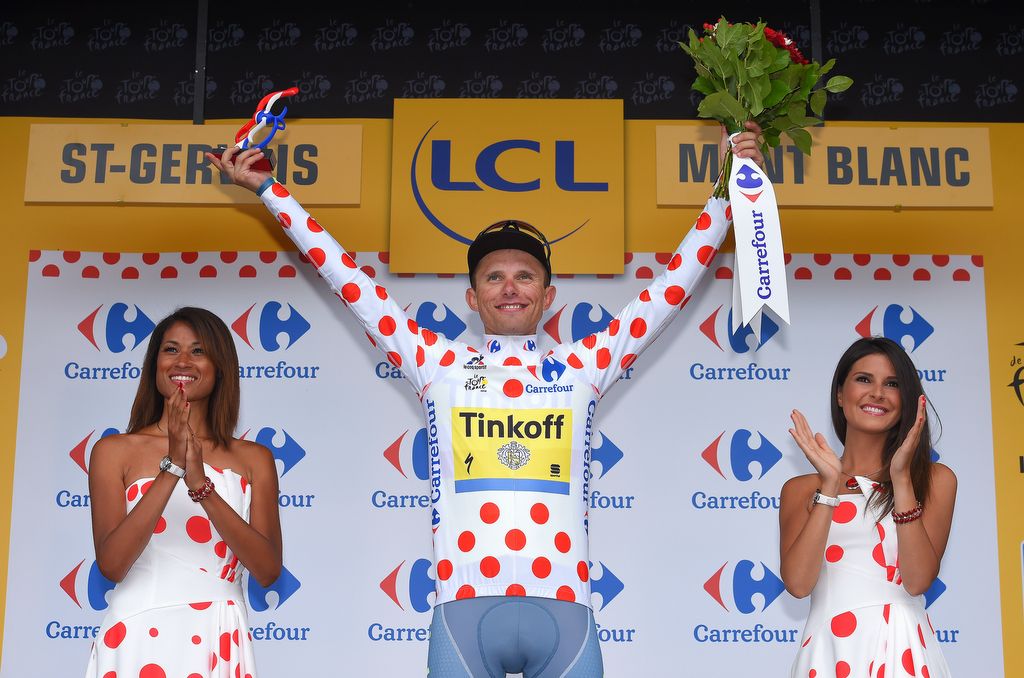 Rafa Majka (Tinkoff) enjoys his moment on the podium