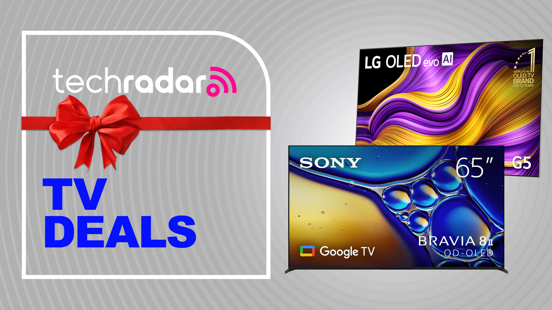 Sony and LG TVs on a gray background with "TV deals" text
