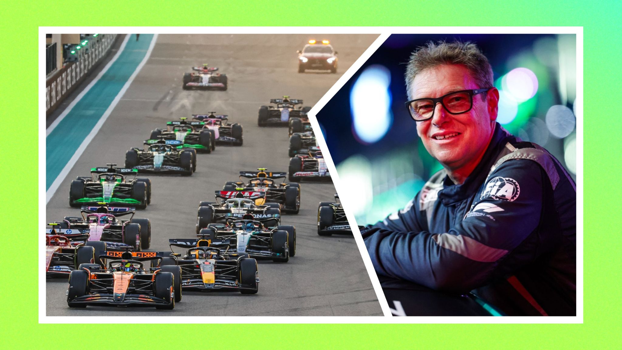 Bernd Maylander and an F1 starting grid