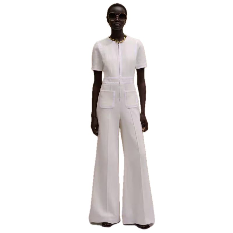 ME+EM, Leg Elongator Jumpsuit Textured Tweed