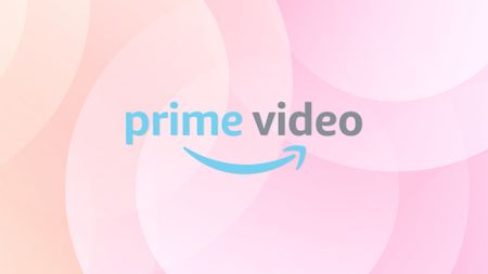 Prime Video logo on a pink yellow background