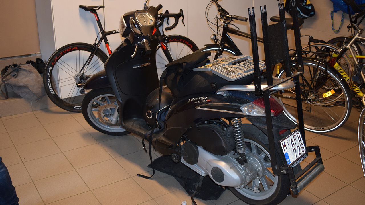 Philipsen also has a moped, which is used for motor paced training