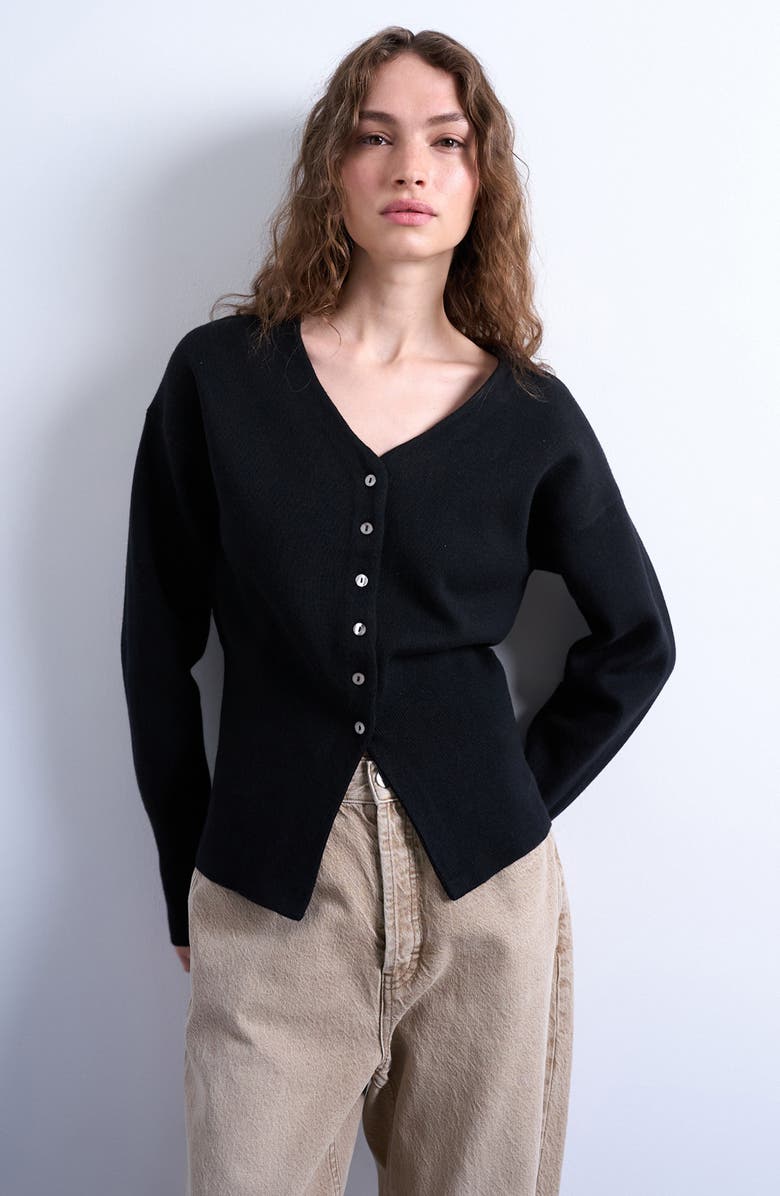 V-Neck Fitted Waist Cardigan