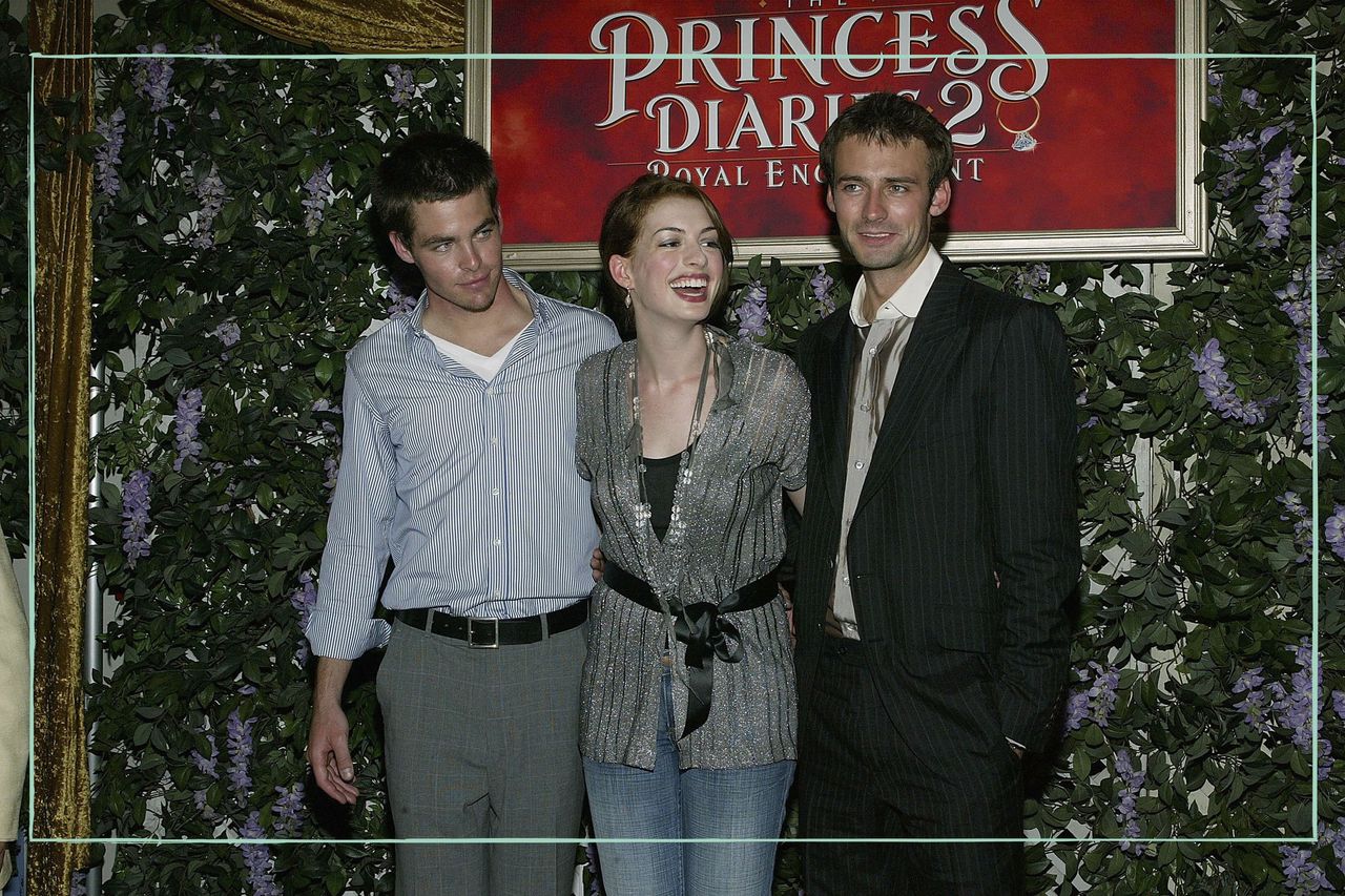 Actors Chris Pine, Anne Hathaway and Callum Blue attend the film premiere of &quot;The Princess Diaries 2: Royal Engagement&quot; at Disneyland on August 7, 2004 in Anaheim, California