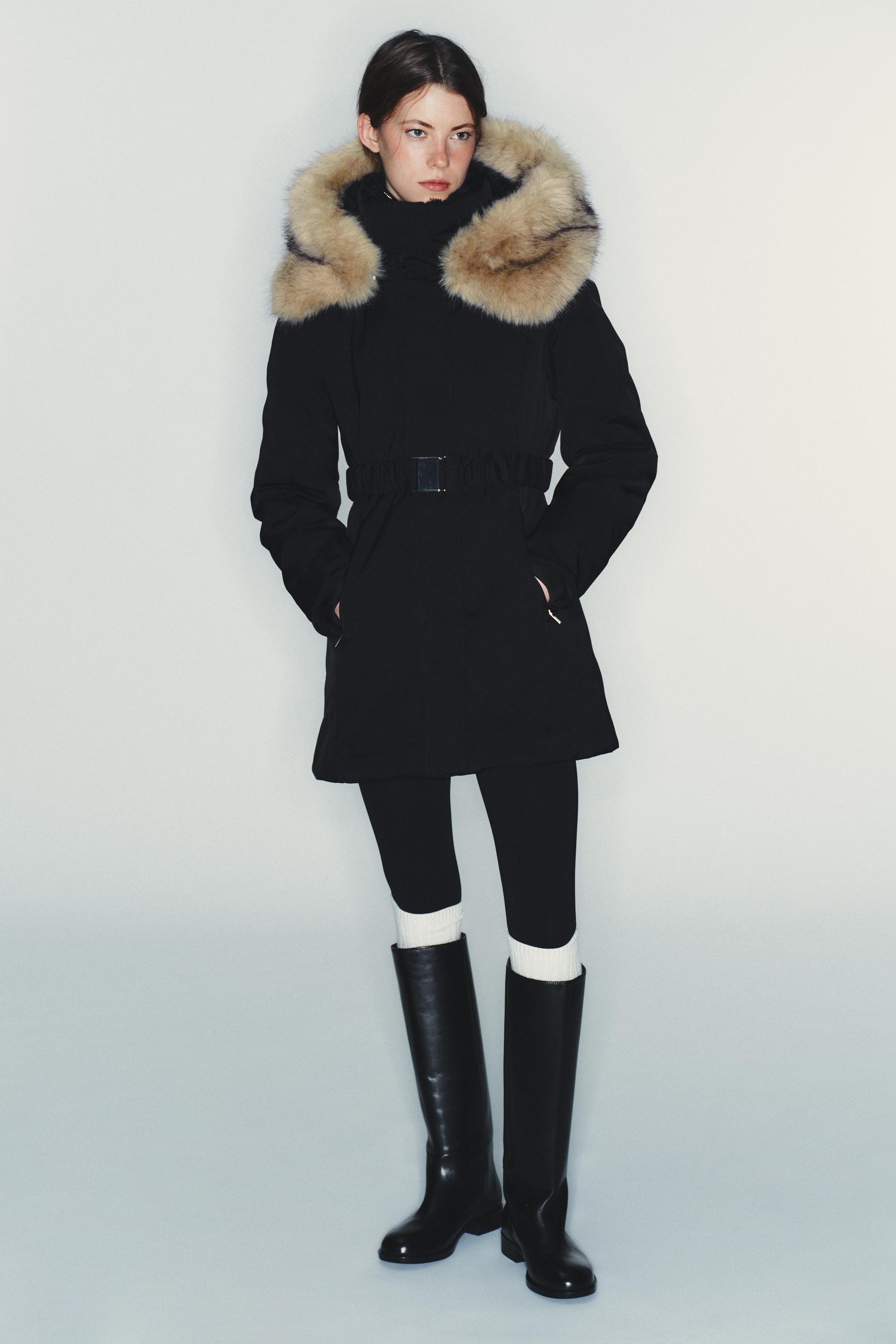 Water and Wind Protection Fur-Effect Puffer Anorak