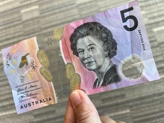 Queen Elizabeth II portrait on Australian five dollar banknote