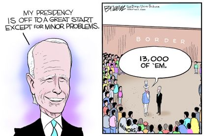 Political Cartoon U.S. Biden border crisis migrant children