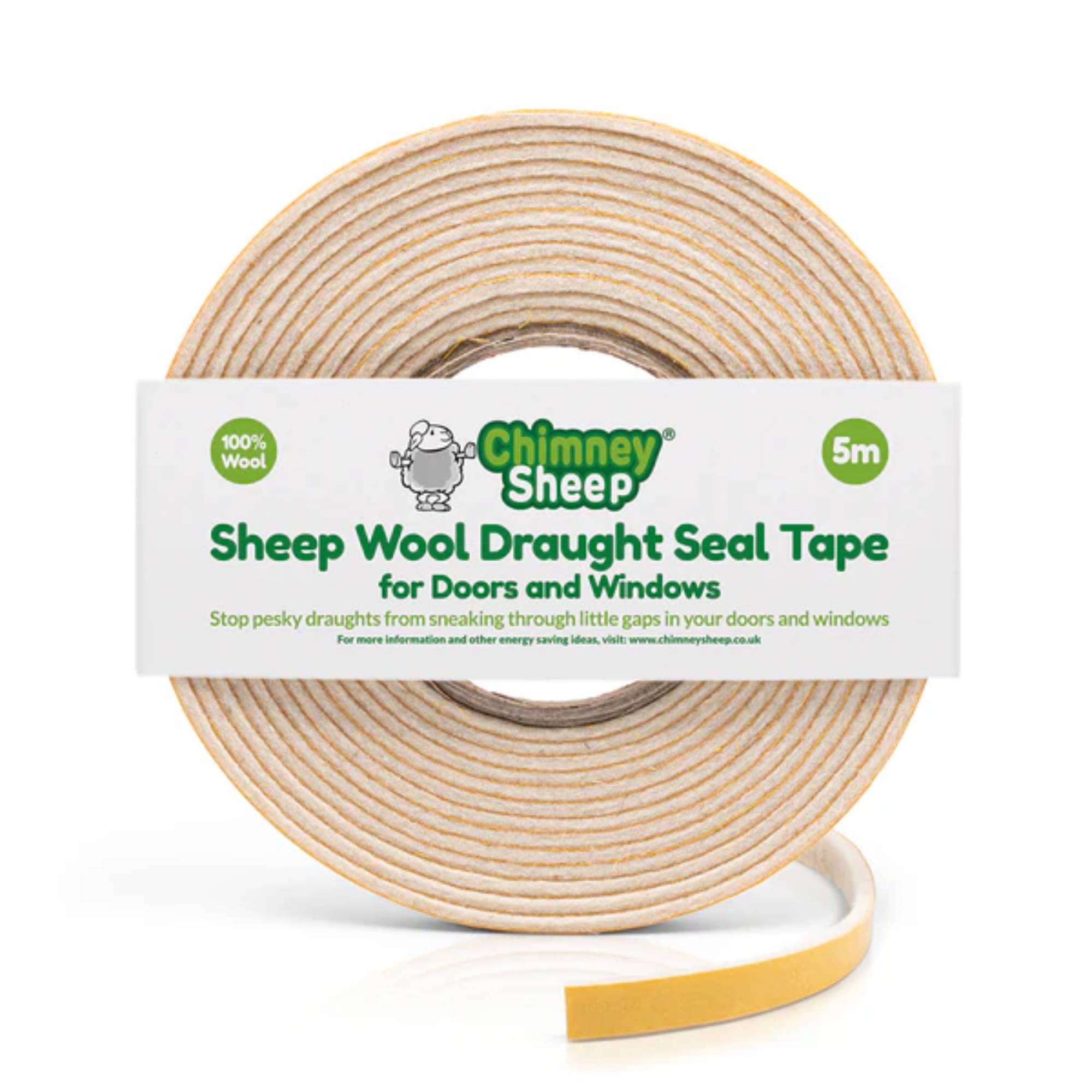 yellow and white sheep wool draught excluder tape
