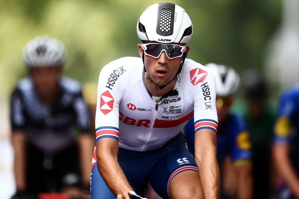 BODMIN ENGLAND SEPTEMBER 05 Ethan Vernon of United Kingdom and Team Great Britain crosses the finishing line during the 17th Tour of Britain 2021 Stage 1 a 1808km stage from Penzance to Bodmin TourofBritain TourofBritain on September 05 2021 in Bodmin England Photo by Harry TrumpGetty Images