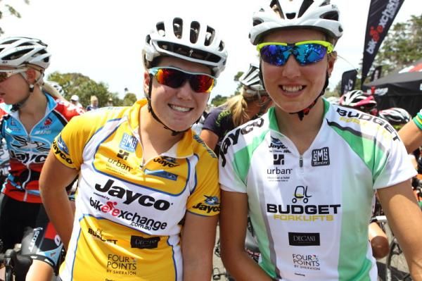 Competition leaders, Chloe Hosking (Total Rush) and Shara Gillow (GreenEDGE)
