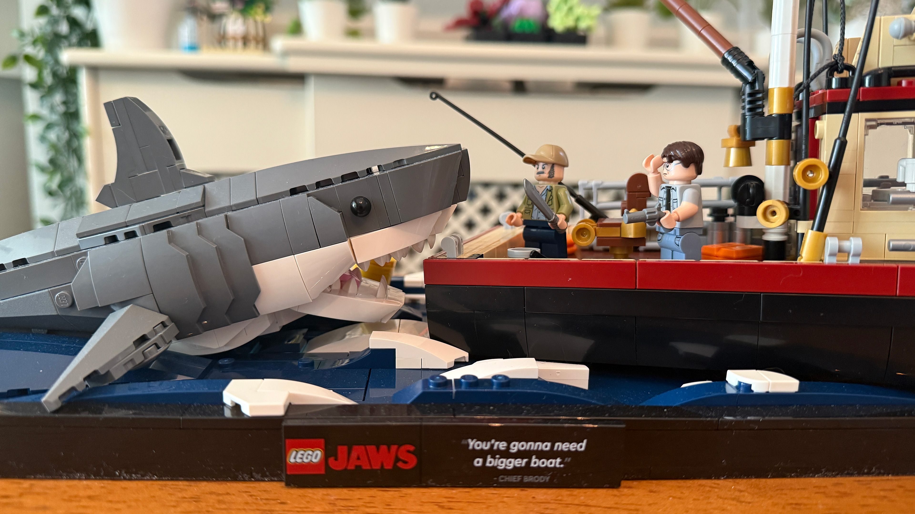 Close detail of the Lego Jaws (21350) set