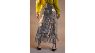 Anthropologie Sequinned Fringe Midi Skirt