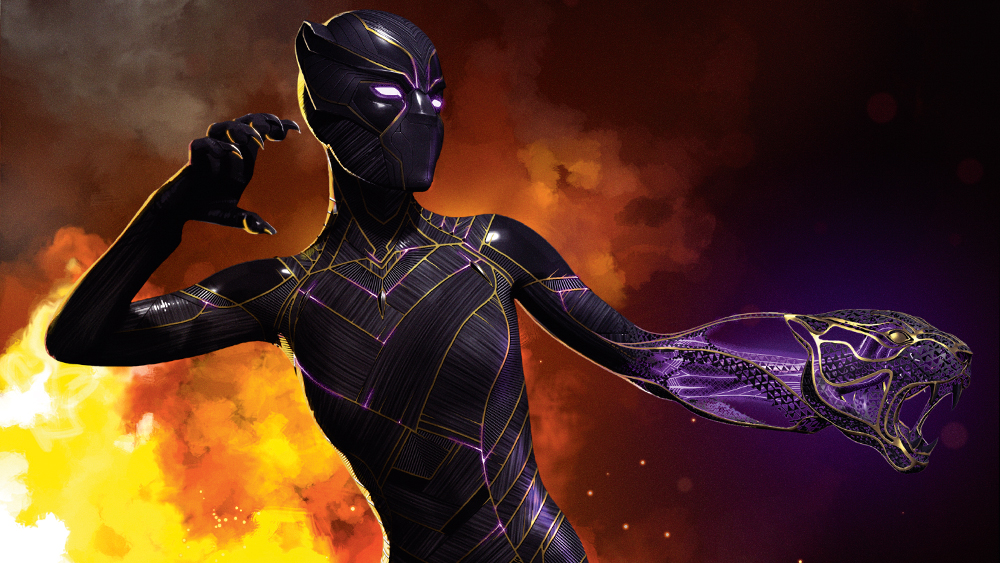 Concept art for a movie showing a masked superhero figure